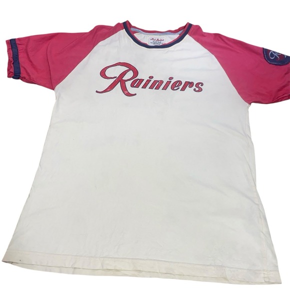 Red Jacket Seattle Rainiers Baseball Raglan Tee Shirt Vintage Style 100% Cotton - Picture 1 of 9